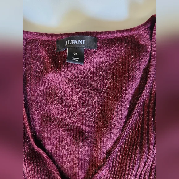 NWT Alfani Plus Women's V-Neck Ribbed Metallic Sweater - Picture 10 of 13